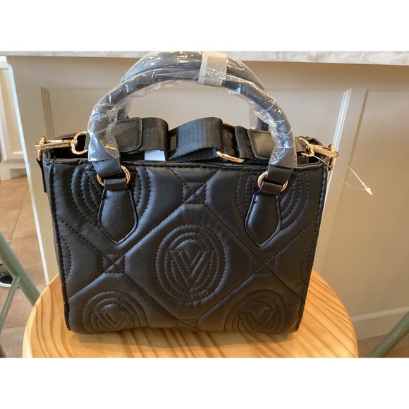 VALENTINO ORLANDI‎ Black Quilted Satchel Top Handle Crossbody Purse New V-2012 - Picture 3 of 8